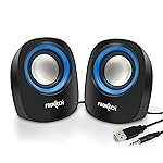 FRONTECH Premium 2.0 Channel USB Powered Speakers – 1.5W x 2 Output, AUX Input, Foam Edge, 1-Year Warranty (SPK-0003-Blue)