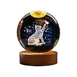 3D Cat Figurine Crystal Ball Lamp, Cat-Light Lamp âwith Wooden Base, Gifts for Cats Lovers, Stuff for Animal Lovers, Birthday Christmas Mothers Day Temed Items for Women Lovar
