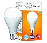 Wipro Garnet 20W LED Bulb for Home & Office |Cool Day White (6500K) | B22 Base|220 degree Light coverage |4Kv Surge Protection |400V High Voltage Protection |Energy Efficient | Pack of 1