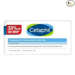 Cetaphil Cleansing Moisturizing Syndet Bar 4x100gm  Gentle Soap-Free S