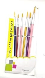 6 Pcs Round Paint Brush Set for Watercolor, Acrylic & Oil Painting â Nylon Bristles, Wooden Handles â Art Brushes for Beginners & Professionals