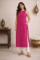 Shiprakshi Women Bandhani Cotton Blend Straight Kurta