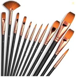 Twizzle Professional Art Paint Brush Set of 12  Round Pointed Tip Nylo