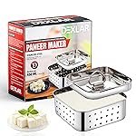 Paneer Maker Steel â Stainless Steel Paneer Maker Mould Press, Medium Size, Square Paneer/Tofu Press with Lid, Whey Separator, Size-11.5X11.5X4.5 Centimeters (450ml Capacity)