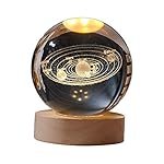 3D Galaxy Crystal Ball Lamp – Solar System Night Light, 3D Galaxy Crystal Ball Light Lamp with USB Powered 3.15 Inch LED Wooden Base, Perfect for Gifts