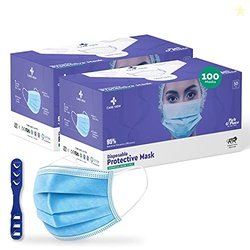 Medohealthy 3 Ply Disposable Face Masks (Pack of 100,Blue) with nose p