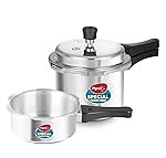 Pigeon by Stovekraft 12708 Aluminium Pressure Cooker Combo, Outer Lid, Without Induction Base (2 litre and 3 litre, Silver)