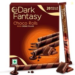 Sunfeast Dark Fantasy Choco Rolls, Crunchy Choco Wafer Rolls with Rich