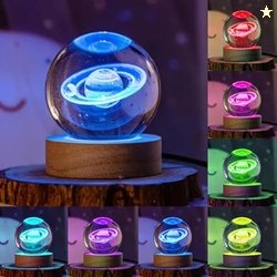 GITGRNTH 3D Saturn Crystal Ball Lamp - Saturn Crystal Ball Night Light