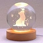 3D Cat Figurine Crystal Ball Lamp, Cats Light Lamp âwith Wooden Base, Gifts for Cats Lovers, Stuff for Cat Lovers, Birthday Christmas Mothers Day Temed Items for Women Lovers-