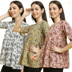 Pinkimint Crape Combo Top for Women ll Stylish Casual Flared Fancy Sle