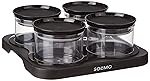 Solimo Airtight Plastic Storage Container Set, With 4 Containers (500ml) & Serving Tray, BPA Free, Black