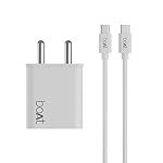 Boat WCDV 22.5W Dual Port Fast Charger, Overheat/Overcharge Protection, Auto Detection for Samsung, Xiaomi & Android Users with Type C to Type C Cable (White)