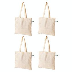 VantageKart Cotton Canvas Tote Bags Without Zip Set of 4  Eco-Friendly