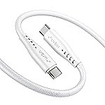 URBN Flow Cord 65W Super Fast Charging Cable | Type C to C | Supports Apple Car Play & Android Auto| Super Fast Charging and Data Transfer | Nylon Mesh Braided 1.5 Meter | 6 Months Warranty (White)
