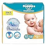Supples Premium Diaper Pants | for Newborn Babies | 80 Diapers | NB/XS | Up to 5 Kg | 12 Hrs Absorption | Cushiony Cotton Soft Fabric | Phthalates-Free | Triple Leak Guard
