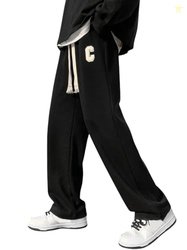 KOTTY Mens Solid Drawstring Agave Black Casual Pant(Black,32)-KTTMENSP