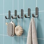amazon basics Strong Adhesive Carbon Steel Wall Hook for Bathroom and Kitchen | Seamless Clothes Hanger Hook for Door and Wall Mounting | Reusable Behind The Door Holder | Black, Pack of 5