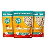 Yogabar 100% Rolled Oats 3Kg (1Kg X Pack Of 3) | Premium Golden Rolled Oats, Gluten Free Oats With High Fibre – Plain