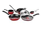 Pigeon Favourite 7 Piece Gift Set Non-Stick Coated Comes with Fry Pan, Kadhai, Lid, Sauce Pan, Spatula, Tadka Pan and a Tawa – Gas Stove Compatible (Red)