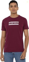 Allen Solly Men Printed Round Neck Pure Cotton Maroon T-Shirt