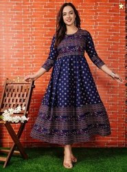 Gudwear Women Printed Cotton Rayon Anarkali Kurta