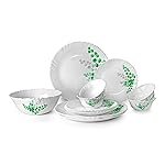 Cello Opalware Aqua Leaves Dinner Set, 13- Units, White