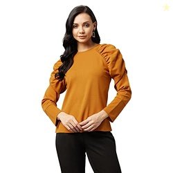 Marie Claire Women's Regular Blouse (MC2264_Mustard M)