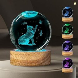 GITGRNTH 3D Crystal Ball Lamp with 16 Colors Changing LED Wooden Base