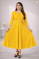 Nandi Women Solid Crepe Anarkali Kurta