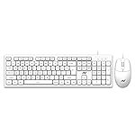 Ant MASTER10 Full Size Wired Combo Keyboard and Mouse Set, 104 Keys, 6 Anti-Ghosting, Membrane Switch, 3D Optical Mouse, 1200 DPI, USB Plug & Play, for Windows, Mac, Linux â White