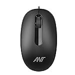 Ant OM120 Wired Optical Mouse 1000 DPI USB, Ambidextrous Ergonomic Design, Smooth Scroll Wheel, Plug & Play, Left & Right-Hand Use, Laptop, PC, Mac, Linux â Matte Black