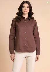 CHEMISTRY Women Regular Fit Solid Spread Collar Casual Shirt