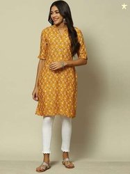 Rangriti Printed Band Neck Kurta