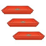 TrustBasket UV Treated Square Bottom Tray(Plate/Saucer) Suitable for 12 inch Square Plastic Pot -Terracotta Color -Set of 3 | Heavy Duty Highly Durable Plant saucer Gamla for Indoor Home Decor & Outdoor Balcony Garden