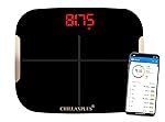 CHILLAXPLUS Weighing Machine for Body Weight | Smart Bluetooth BMI Weight Machine for Home with Body Fat Analyzer & 13 Body Metrics | Supports 8 Users, Strong ABS Build (Black)