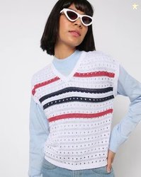 Lee Cooper Striped Cotton Pullover with Ribbed Hem