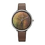 Titan Neo Analog with Day and Date Mother of Pearl Dial Brown Color Leather Strap Watch for Women