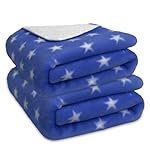 Bumpers Baby Fleece Blanket | Soft, Lightweight Newborn/Infants Swaddle Wrap | Baby Shower Gift | 0-12 Months Unisex Baby A/C Blanket with Star Print, 100 * 75cm, Royal Blue, Pack of 2
