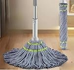 Microfiber Twist Mop for Floor Cleaning, Squeeze Twist Mop Stick, Durable Dust Easy to Use Floor Cleaner, Effective for Hardwood, Tile, and Laminate gfkj (G-Grey)