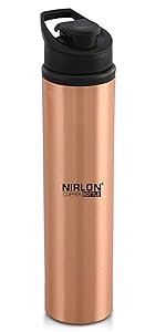 NIRLON Jal Copper Tamba Bottle with Leaf Proof Protection/Joint Less, Ayurveda and Yoga Health Benefits for Everyday Use, School, Gym, Office, Jal 1000ml, Set of 1