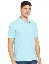 Deniklo Men's Solid Regular Polo Shirt (DK82-M_Plume Blue M)