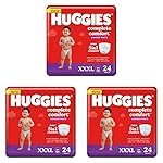 Huggies Complete Comfort Wonder Pants Triple Extra Large (XXXL) Size (17 Kgs+) Baby Diaper Pants, 24 count|5 benefits in 1 diaper| Bubble Bed softness | Upto 12 hour overnight absorption (Pack of 3)
