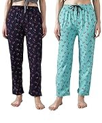 Women’s Cotton All Over Printed Pyjama/Track Pant, Casual Loungewear – (Set of 2)