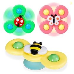 VIVATRA 3Pcs Silicone Suction Cup Base Spinning Bath Toy Sensory Fidge