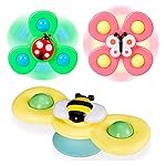 3Pcs Silicone Suction Cup Base Spinning Bath Toy Sensory Fidget Baby Bath Spinning Bath Toys for Toddlers & Infants Sticks to Window Table Baby High Chair Tray Bath