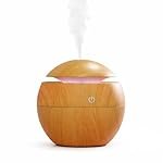 USB Humidifier Aroma Diffuser with LED Light, Wood Grain Finish, Touch Button Design