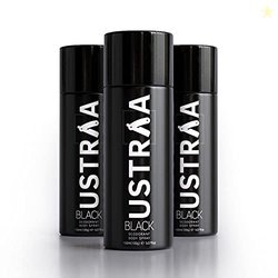 Ustraa Black Deodorant for Men - 3 x 150ml - Strong and Intense Fragra