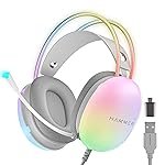 HAMMER Blaze Wired Over Ear Gaming Headphones with Mic, 50mm Drivers, Full RGB Lights, Gaming Headset with Adjustable Bands, Breathable earcushion, 1.5Mtr Wire with USB (Cyan)