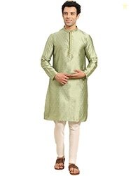 Amodh by Kisah Men's Art Silk Regular Fit Solid Kurta | Festive Ethnic